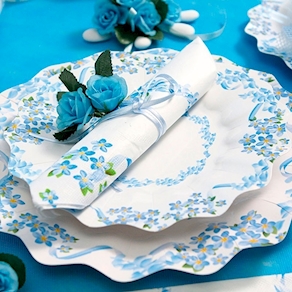 Plato llano flores azules