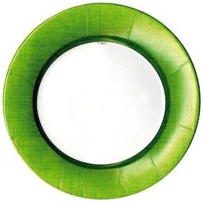 Plato borde verde musgo, redondo, pequeño