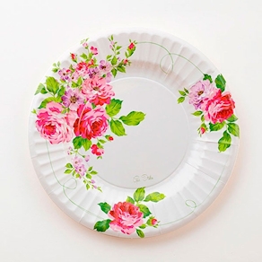 Plato postre peonías