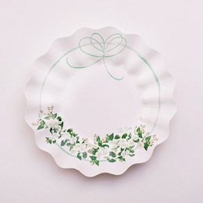 Plato postre flores verdes