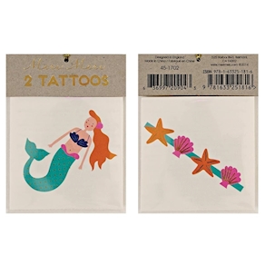 Tatuajes temporales conchas y sirenas