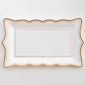 Bandeja blanca y dorada