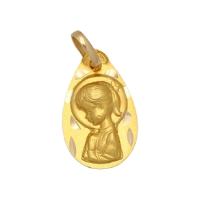 Medalla Virgen Niña de oro amarillo de 18 Kl. MEDIDA 11X18 MM. M210