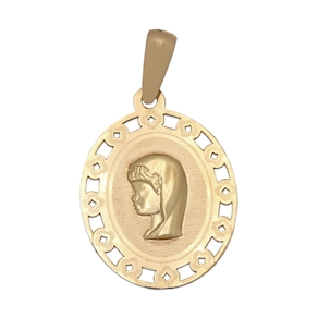 Medalla Virgen Niña de oro amarillo de 18 Kl. TAMAÑO 15X20mm. M520