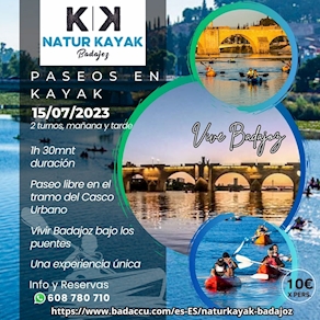 Paseos en Kayak Badajoz. 15 de Julio TURNO DE MAÑANA