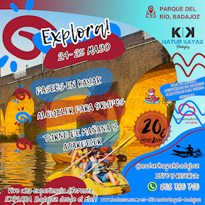 Paseos en Kayak Río Guadiana Badajoz. TEMPORADA 2025